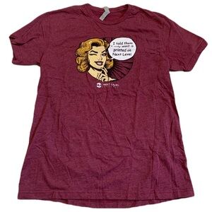 Next Level Apparel Maroon Graphic T-Shirt - Pop Art Comic Print